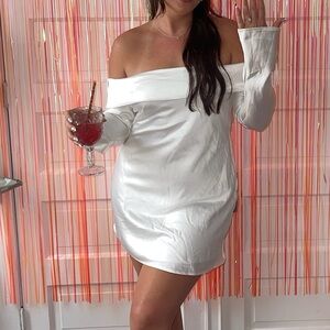 Lulu's Off-Shoulder White Mini Dress
